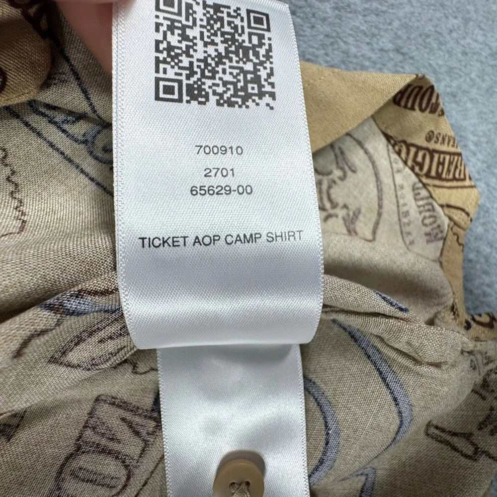 True Religion Camp Shirt Mens M Collar Resort Viscose Hawaiian Ticket AOP